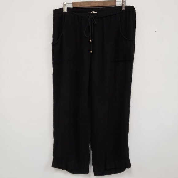 Soft Surroundings Womens Linen Beachy Pants Size M Petite Gauze Wide Leg Boho - Picture 1 of 13